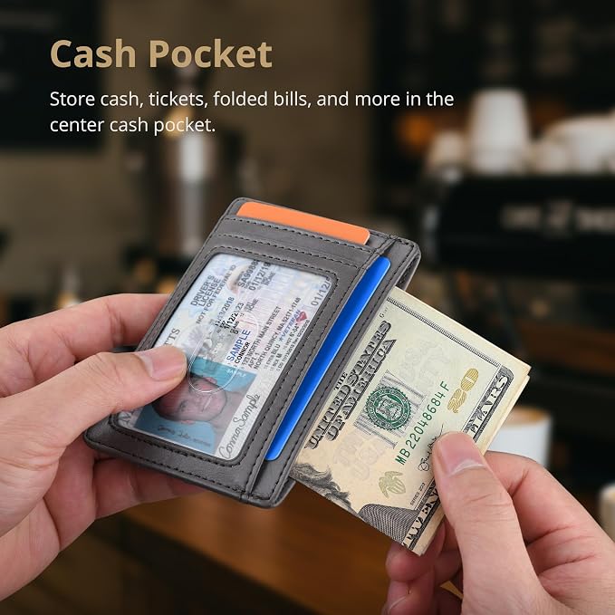 Buffway Slim Minimalist Front Pocket RFID Blocking Leather Wallets - Image 5