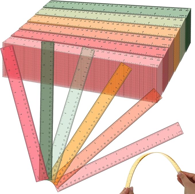 Panelee 108 Pcs 12 Inch Plastic Ruler Color Transparent Colorful Metric Clear Ruler with Inches and Centimeters for Kids School Home Classroom Office Back to School Gifts Supplies-DeskLoop Office