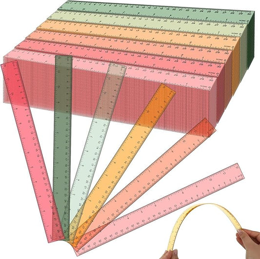 Panelee 108 Pcs 12 Inch Plastic Ruler Color Transparent Colorful Metric Clear Ruler with Inches and Centimeters for Kids School Home Classroom Office Back to School Gifts Supplies-DeskLoop Office