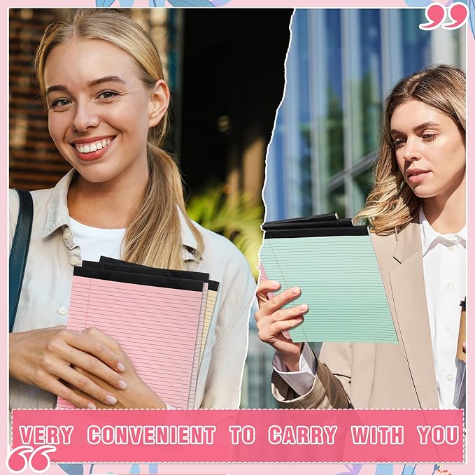 Fuutreo 8 Pcs 8.5'' x 11'' Colored Legal Pad Writing Pads Narrow Ruled 50 Sheets Per Notepad Perforated Writing Notepad Office Supplies for College Office Business (Macaron Color)-DeskLoop Office