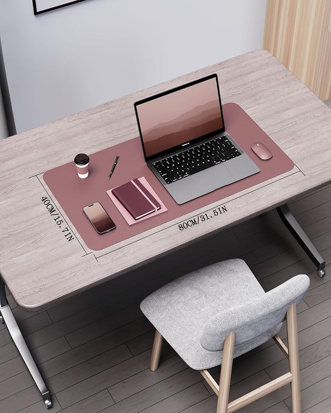 YSAGi Double-Sided Desk Pad, 31.5"x15.7"Leather Desk Mat, Eco Cork Desk Pad - Image 2