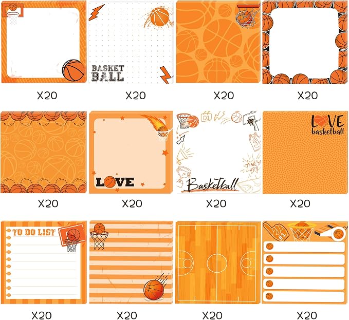12 Pads Basketball Sticky Notes Set - Image 4