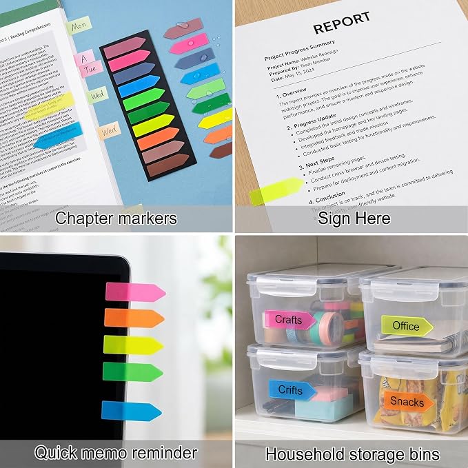 Ericter Arrow Sticky Tabs 1200PCS Writable Repositionable Translucent PET Page - Image 7