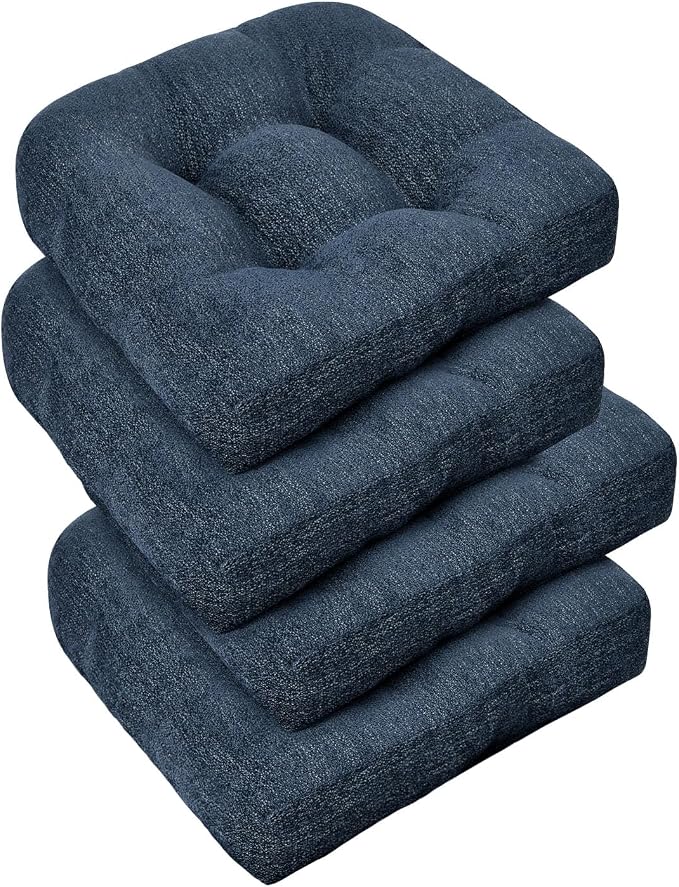 downluxe Chair Cushions for Dining Chairs 4 Pack, Tufted Indoor Chair Pads by Downluxe