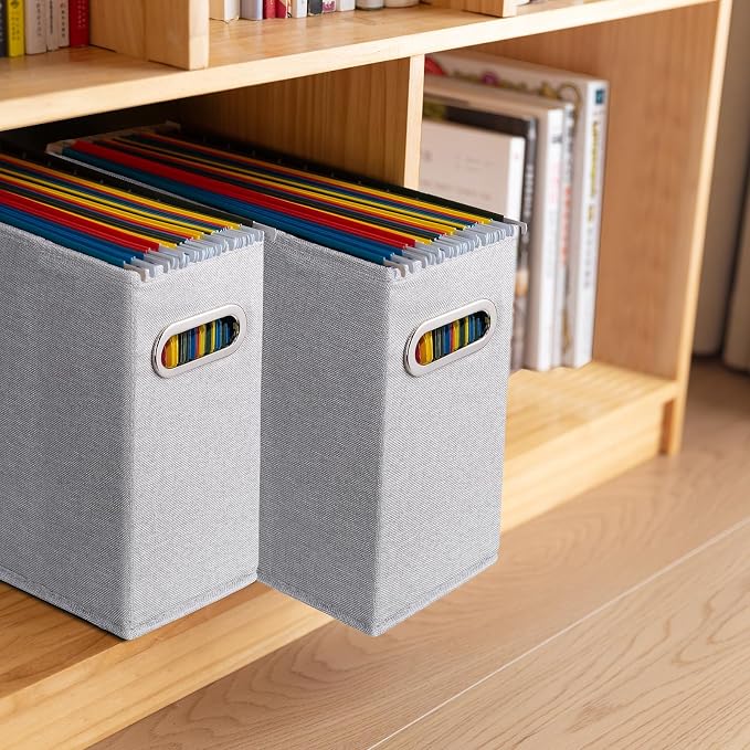 4 Pack Letter Size File Storage Box Collapsible, Fabric Hanging File Folders - Image 7