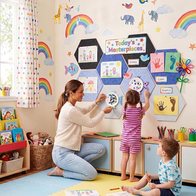 8 Pack Hexagon Felt Bulletin Board Tiles - Image 5