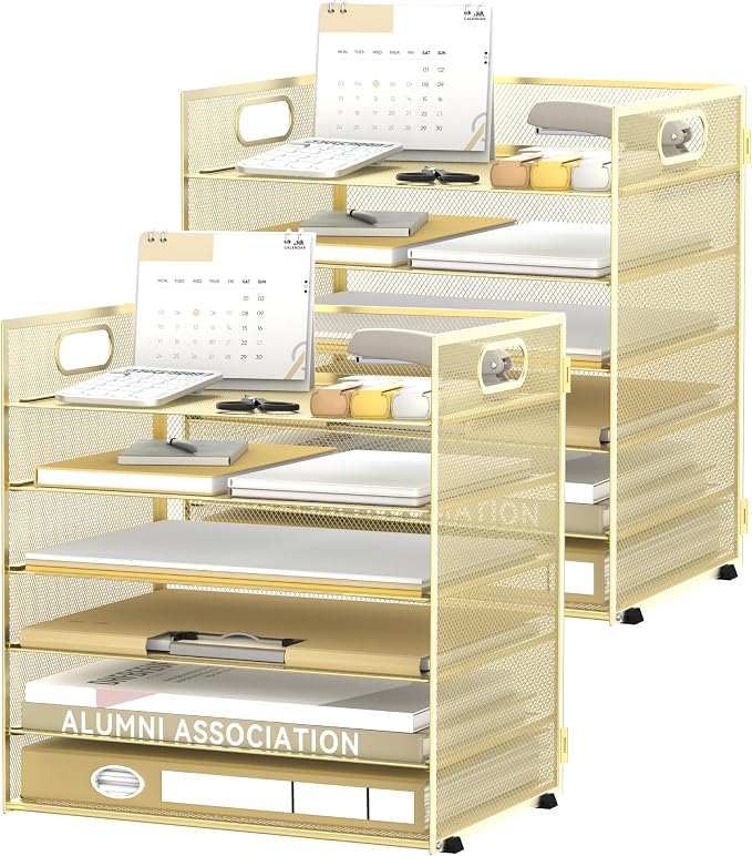 Daltack 6 Tier Paper Organizer for Desk, Paper Letter Tray Organizer for Desks by DALTACK
