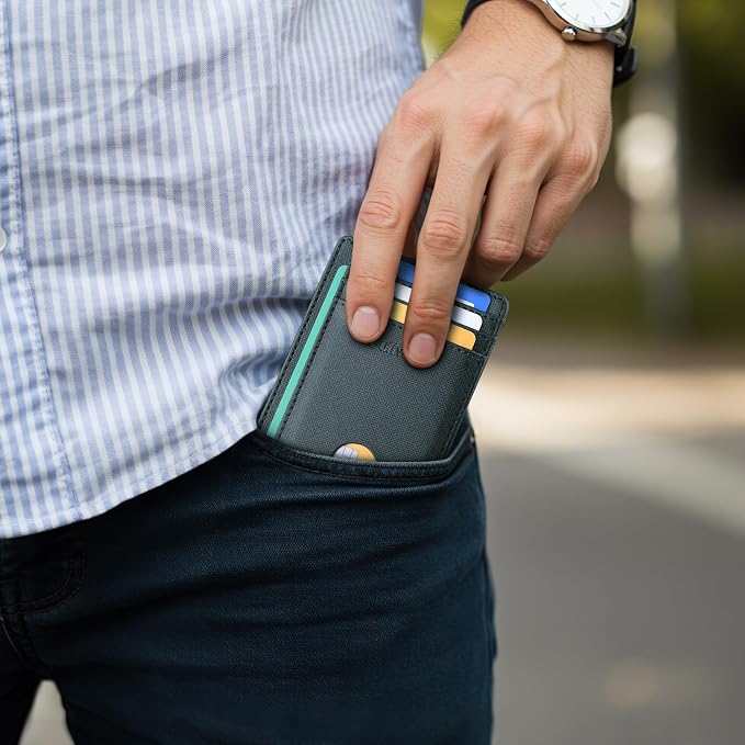 Buffway Slim Minimalist Front Pocket RFID Blocking Leather Wallets - Image 7