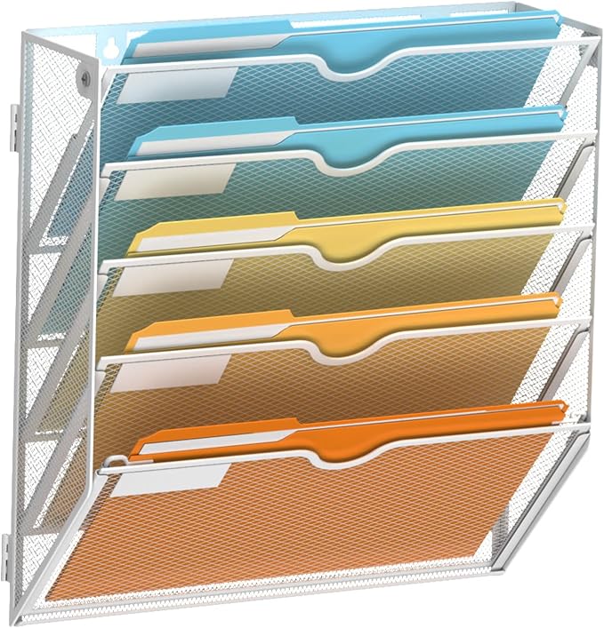 SUPEASY 5 Tier Wall File Organizer, Hanging Wall Mounted Mail Organizer by SUPEASY