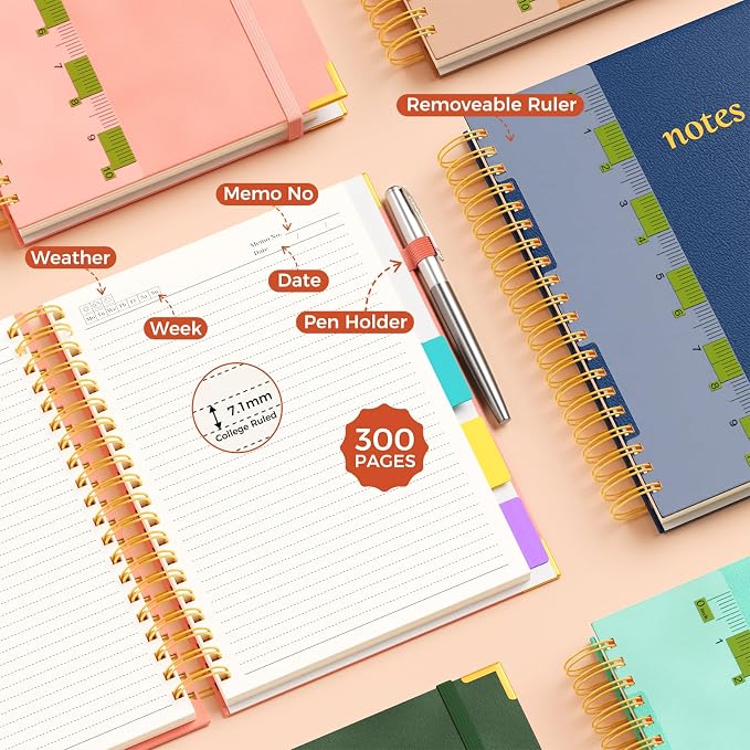 XYark A4 Hardcover Spiral Notebook, 8.5"x11" College Ruled Notebooks - Image 6