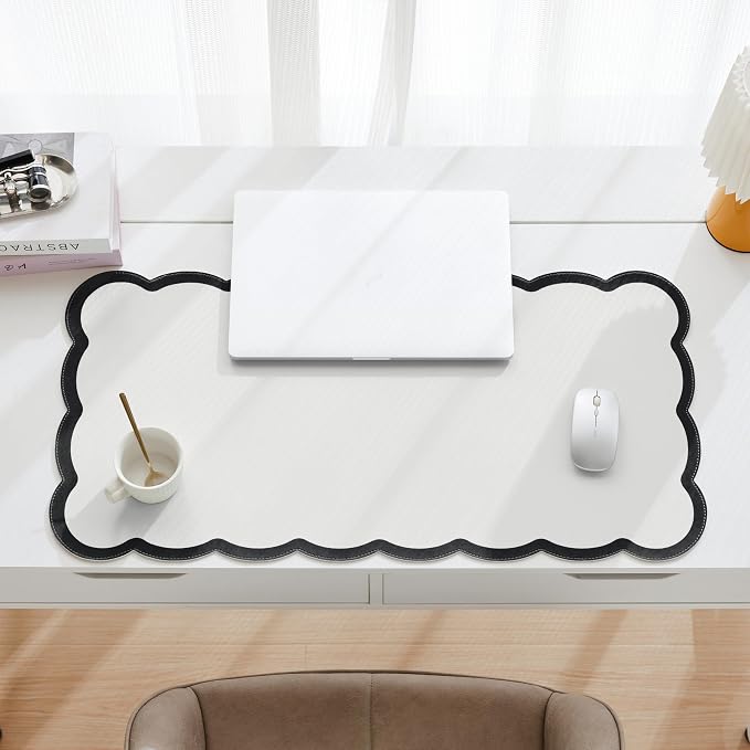 Scalloped Desk Mat, 31.5" x 15.7" Large Cute Aesthetic Desk Accessories - Image 3