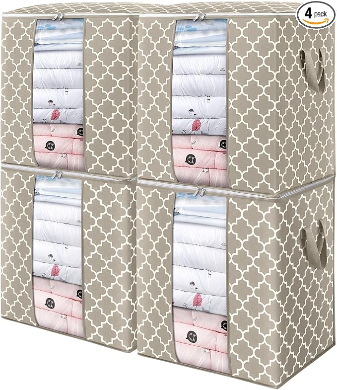 WISELIFE Storage Bags 4 Pack/100L Large Blanket Clothes Organization and by WiseLife
