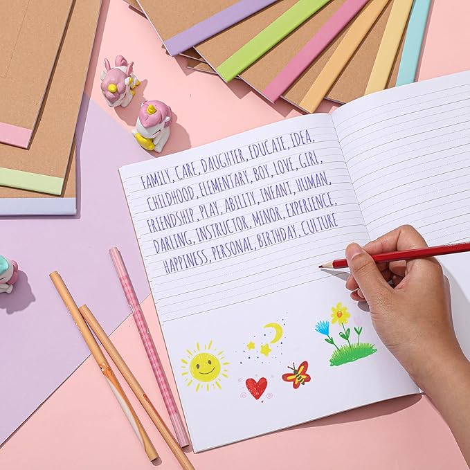 Henoyso 60 Pcs Primary Composition Notebook 9 3/4 x 7 1/2 Inch Kids Journal, Back to School Supplies, K-2 Primary Writing Notebook for Kids Student Draw and Write Story Journal (Macaron Color)-DeskLoop Office