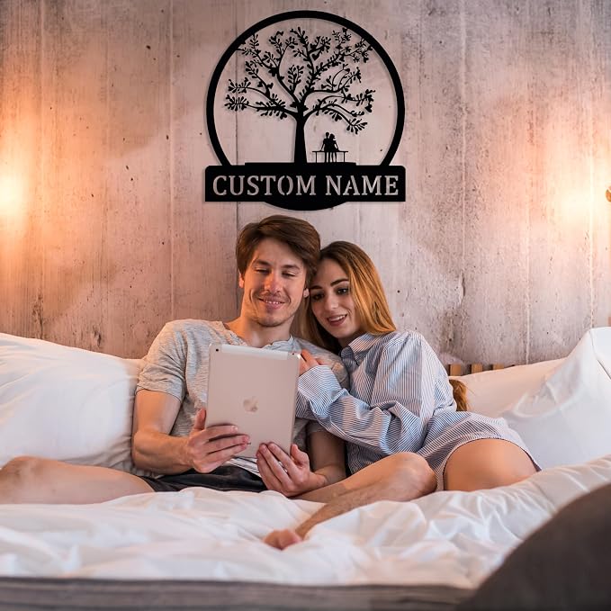 Personalized Valentines Metal Wall Sign, Custom Infinity Heart Love Couple Name - Image 2