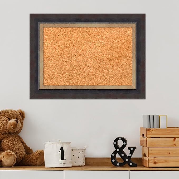 Amanti Art Natural Cork Board for Wall, 17x23 Vision Board with Black Wood Frame, Small Corkboard Office Decor for Home Organization, Casual Corkboard Pinboard to Display Items for Home Organization-DeskLoop Office
