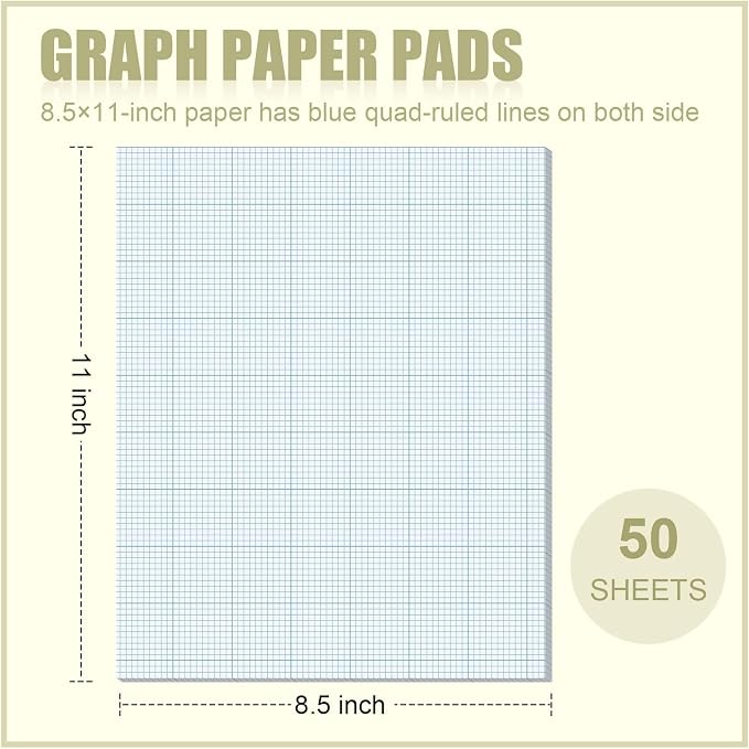 Ctosree 3 Pcs 8.5 x 11 Quadrille Pads 10 Squares Per Graph Paper Pad Back to - Image 2