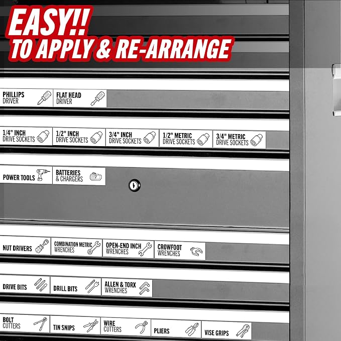 Magnetic Tool Labels for Toolbox – 80 Piece Heavy Duty Drawer & Tool Chest - Image 2
