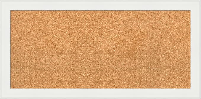 Amanti Art Natural Cork Board for Wall, 19x39 Vision Board with White Frame, Medium Corkboard Office Decor for Home Organization, Casual Corkboard Pinboard to Display Items for Home Organization in-DeskLoop Office