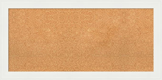 Amanti Art Natural Cork Board for Wall, 19x39 Vision Board with White Frame, Medium Corkboard Office Decor for Home Organization, Casual Corkboard Pinboard to Display Items for Home Organization in-DeskLoop Office