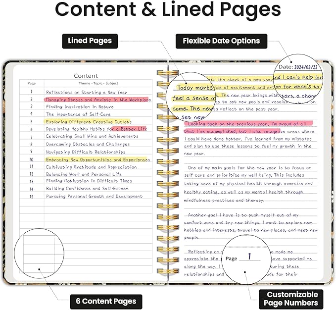 Lined Spiral Notebook Journal for Work, 300 Pages Thick B5 (7.1"x10") College Ruled Journal for Women & Writing, Hardcover Notebook for Note Taking, Perfect for Office Home School Supplies, Mushroom-DeskLoop Office