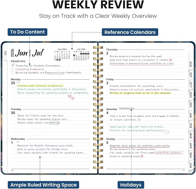 Planner 2026-2027, Hardcover Monthly and Weekly Academic Planner July 2026 - Image 3