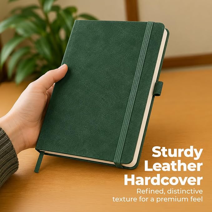 A5 Leather Bound Journal Green 5.8x8.3" Lined Notebook 300 Pages | Thick - Image 5