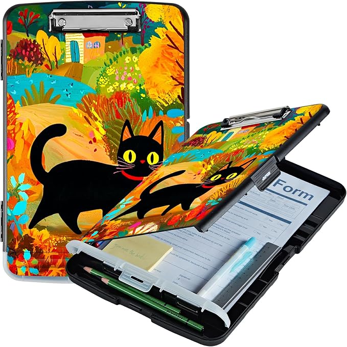 Black Cat in Autumn A4 Clipboard by Unknown