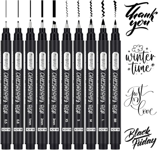 PANDAFLY Calligraphy Pen, 10 Size Calligraphy Pens by PANDAFLYArtSupplies