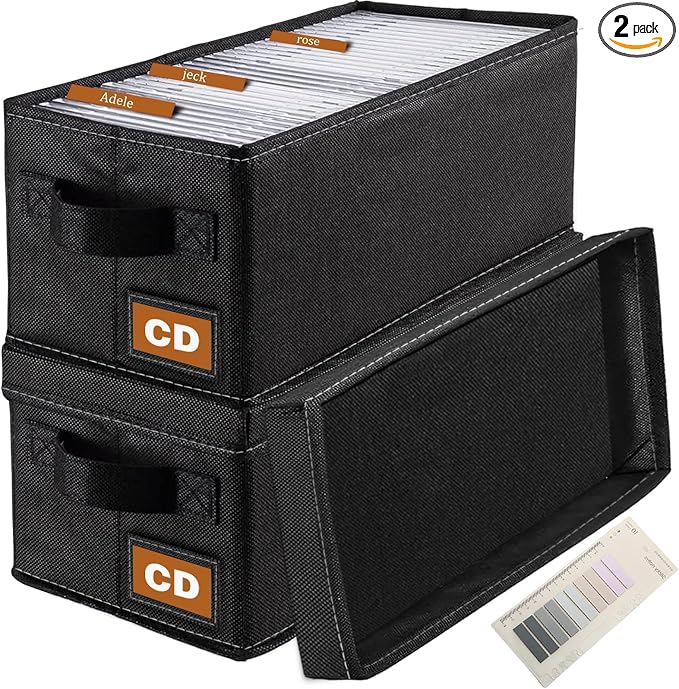 CD Storage Box & Case, Each Holds 35 CDs, Desktop & Closet CD Organizer by Salajory