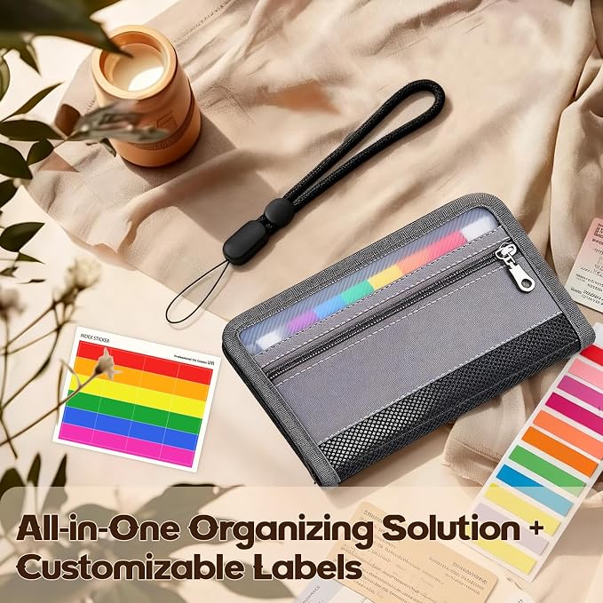 A6 Receipts Organizer with Zipper Closure and Wrist Strap, 12 Pocket Portable - Image 5
