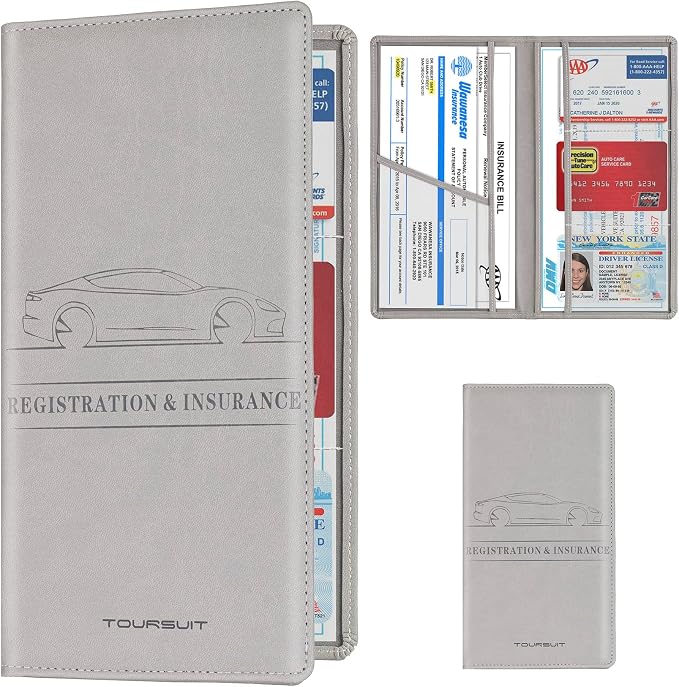TOURSUIT Car Registration and Insurance Card Holder, Vehicle License Document by TOURSUIT