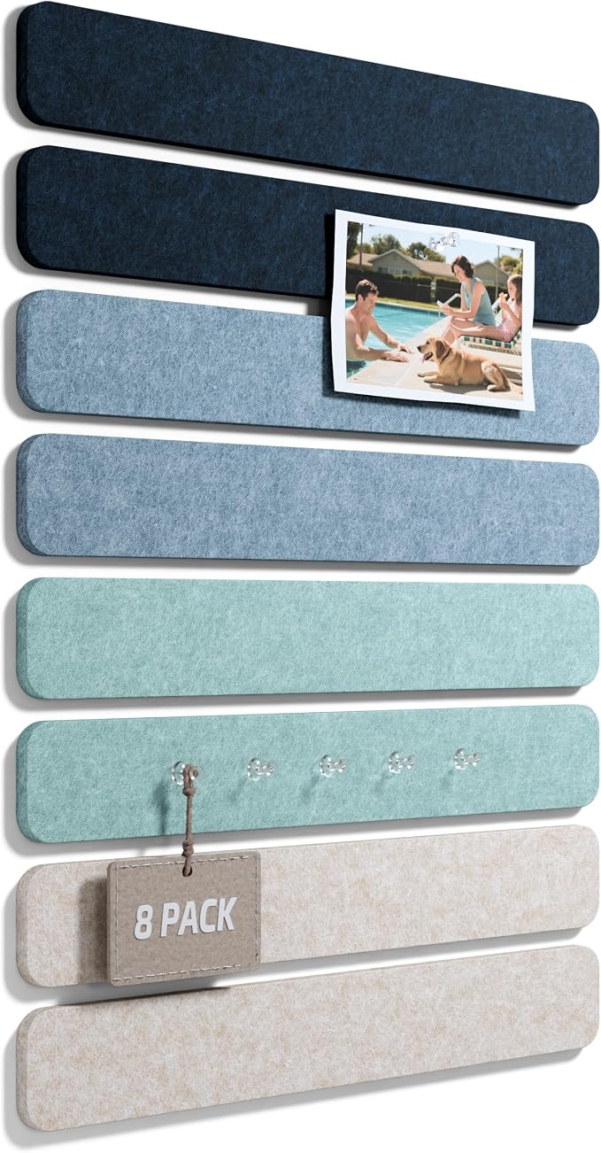 Fluxynara Cork Board Alternative Felt Strip Board 8-Pack 13"x2", Office Pin by FLUXYNARA