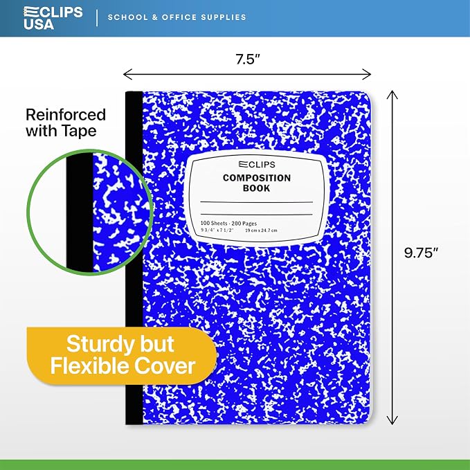 Composition Notebook Wide Ruled Composition Notebooks Bulk Blue Marble Hard - Image 3