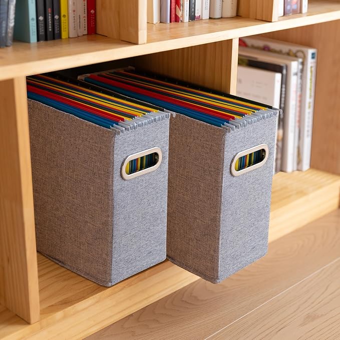 4 Pack Letter Size File Storage Box Collapsible, Fabric Hanging File Folders - Image 7