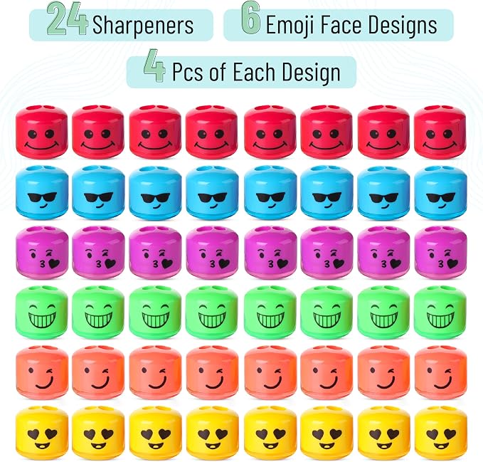 Mr. Pen- Pencil Sharpeners Manual, 48 Pack, Dual Hole, Smiley | Bulk Handheld - Image 2
