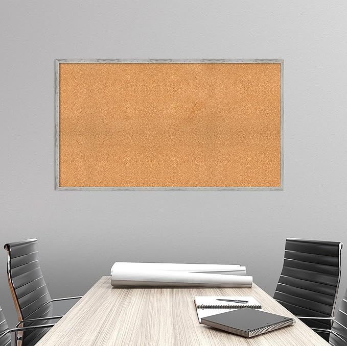 Amanti Art Natural Cork Board for Wall, 27x47 Vision Board with White Frame, Oversize Corkboard Office Decor for Home Organization, Cottage Corkboard Pinboard to Display Items for Home Organization-DeskLoop Office