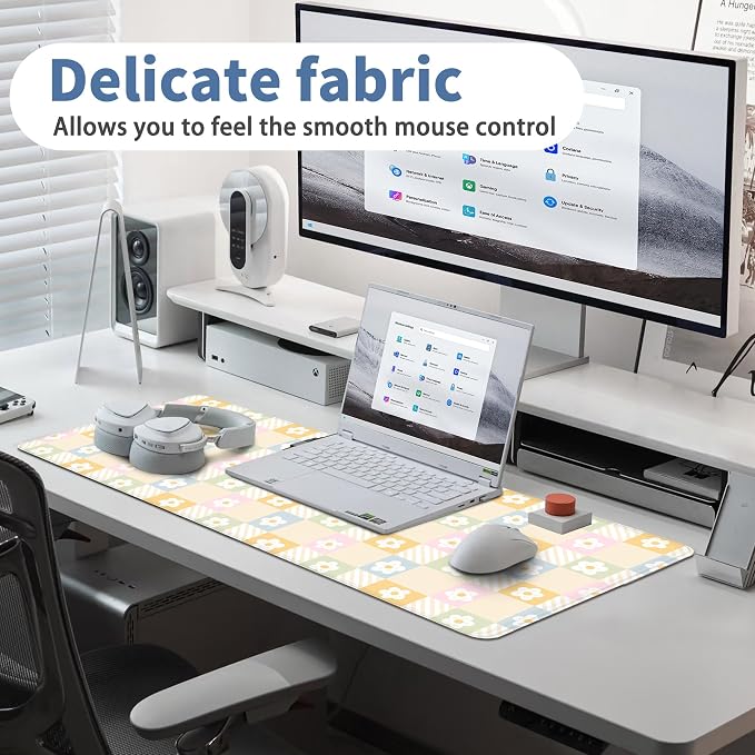 Cute Checkered Mouse Pad Large Desk Mat Extended Keyboard XL Mouse Pad Kawaii - Image 5