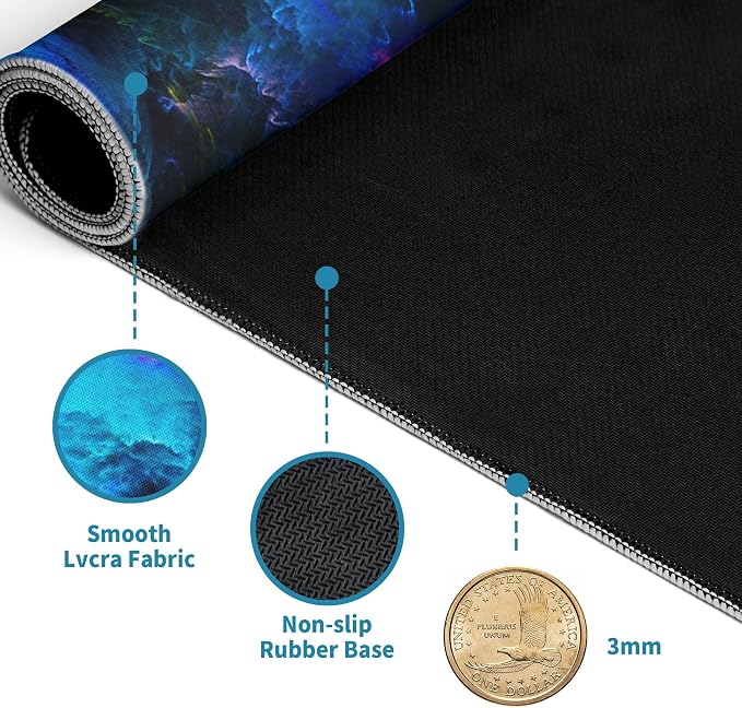 Dazzling Galaxy Gaming Mouse Pad Blue Desk Mat XL Mouse Gaming Pads, Starry Sky - Image 4