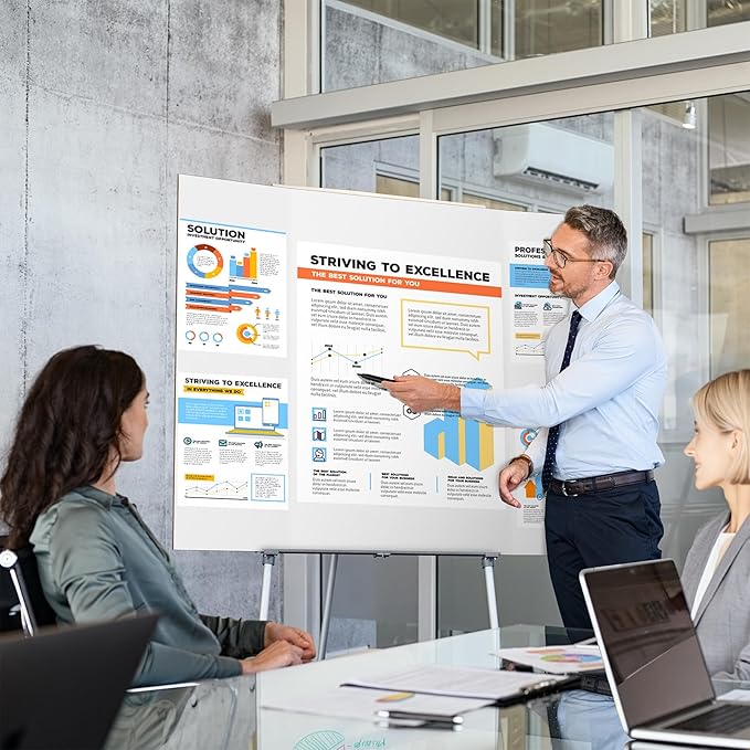 2 Pack 36" x 48" Trifold Poster Board for Presentation, White Corrugated Cardboard Large Tri Fold Poster Board for Science Fair, Office & School Projects, Photo Displays, Exhibitions Event-DeskLoop Office