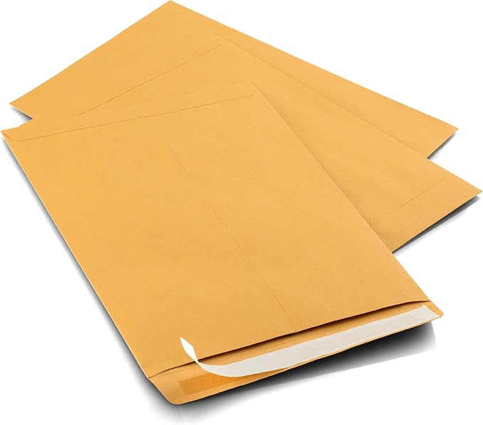Aimoh 100 10 x 13 Self-Seal Brown Kraft Catalog Envelopes - 28lb - Image 4