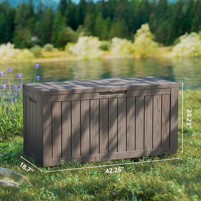 Yardgrace 80 Gallon Outdoor Storage Box Waterproof, Resin Deck Boxes - Image 5