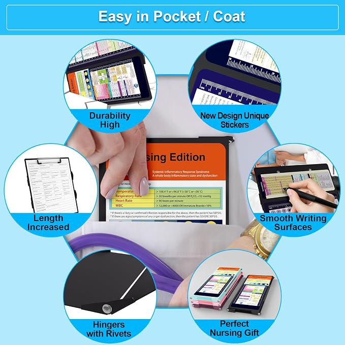 Nursing Clipboard Foldable Pocket Size-Nursing Edition Cheat Sheets Aluminum 3 - Image 4