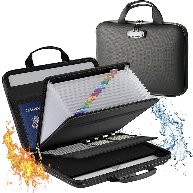 Fireproof Document File Organizer Bag, Hard Case Fireproof Waterproof Important - Image 3
