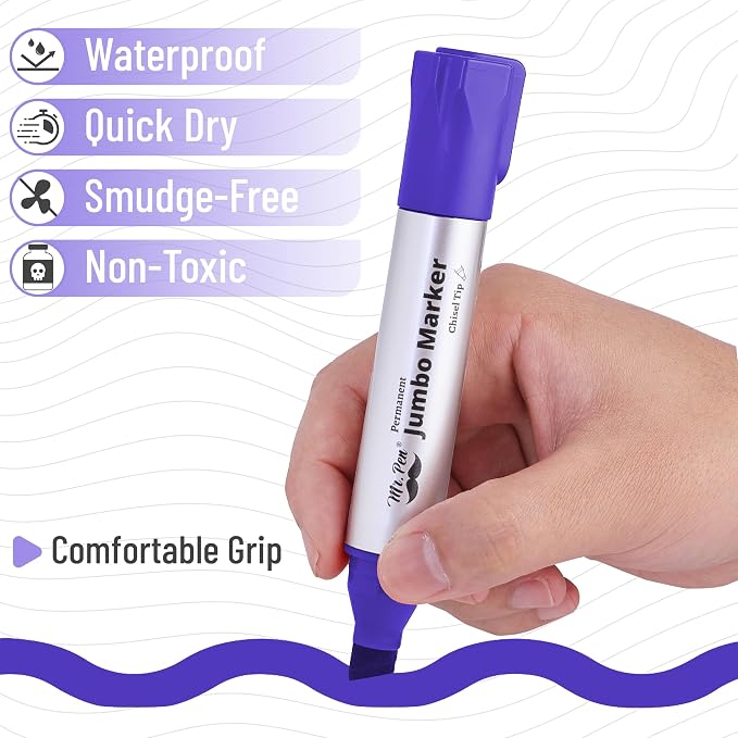 Mr. Pen- Jumbo Permanent Markers, 4 Pack, Chisel Tip, Wide Tip | Large - Image 5