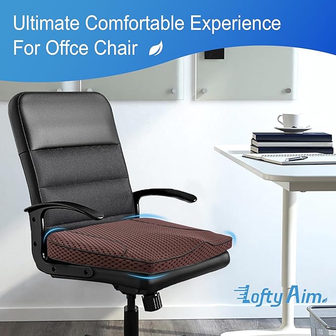 Car Seat Cushion, Comfortable Memory Foam Seat Pillow for Driving, Sciatica-Back Pain Relief, Cushion for Car-Truck, Office, Wheelchair - Mesh Brown-DeskLoop Office