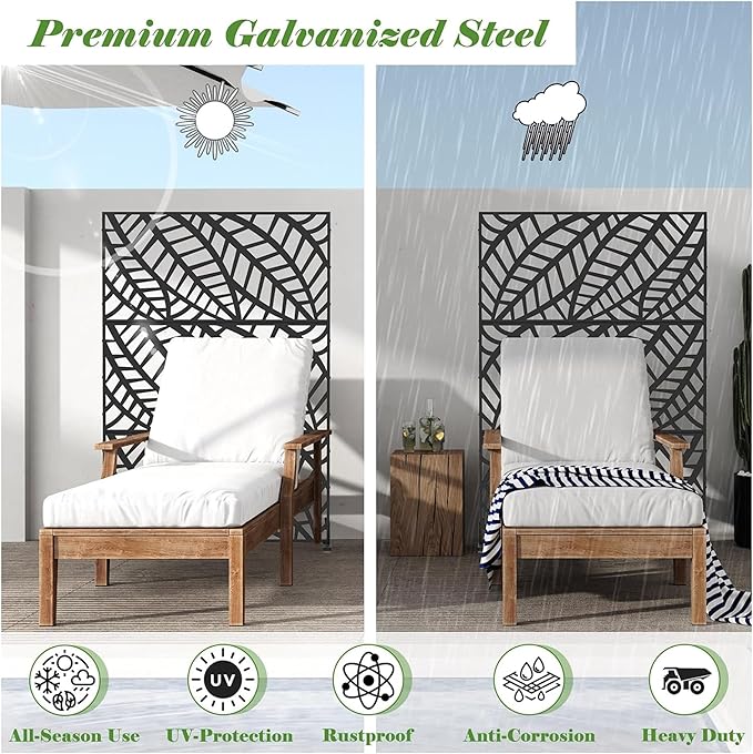 NicBex Room Divider 1 Panel Room Dividers with Leaf Pattern Design Partition Room Dividers and Metal Privacy Screens Wall Divider for Outdoor, Room Separation,48.31" W x 15.75" D x 70.75" H, Black-DeskLoop Office