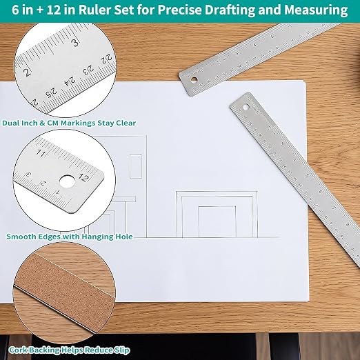 Metal Ruler 12 Inch 18 Inch Stainless Steel Ruler - Image 5