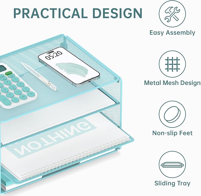DALTACK 3 Tier Letter Tray Paper Organizer - Image 4