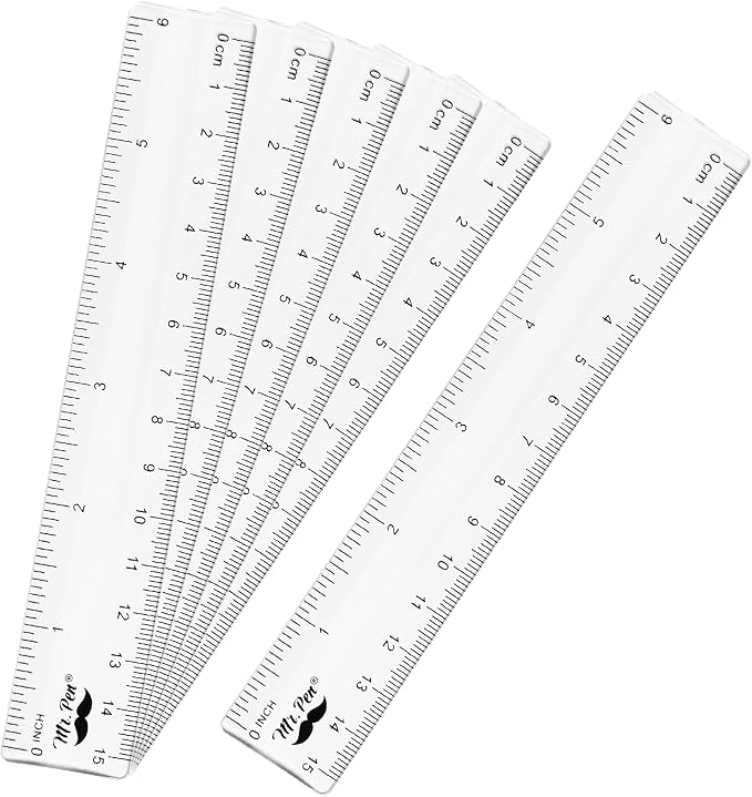 Mr. Pen- Bulk Plastic Rulers, 6 Inch, 6 Pack, Easy-to-Read Markings | by MrPen