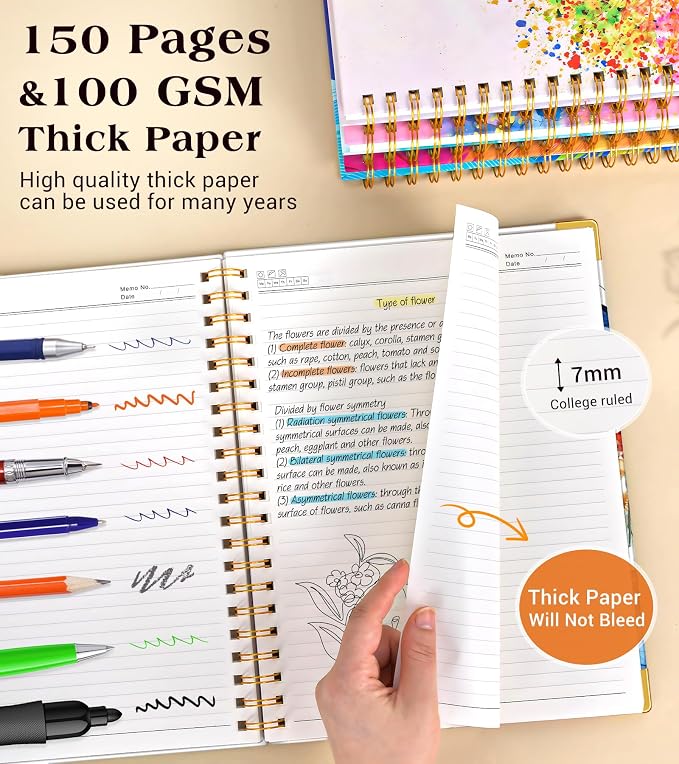 Lined Spiral Notebook Journal for Women, 150 Pages Cute Notebooks 5.75” x 8.38” - Image 4